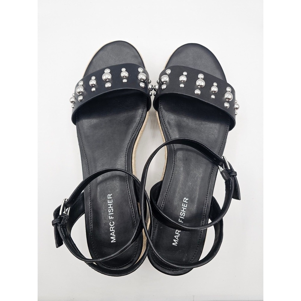 Marc Fisher Womens Joyce Sandals Size 10M Black Vegan Leather Studded Platform - Picture 11 of 12